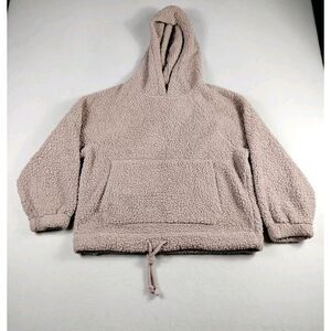 American Eagle Hoodie Sherpa Fleece Woman's‎ Medium Pink High Pile Gorpcore Cozy